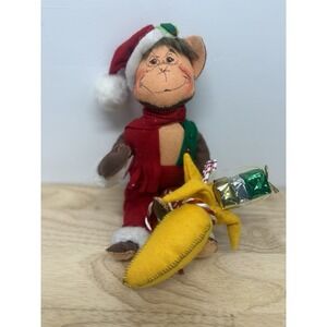 New Annalee Large 12" Christmas Santa Monkey with Banana and Gifts Posable #22